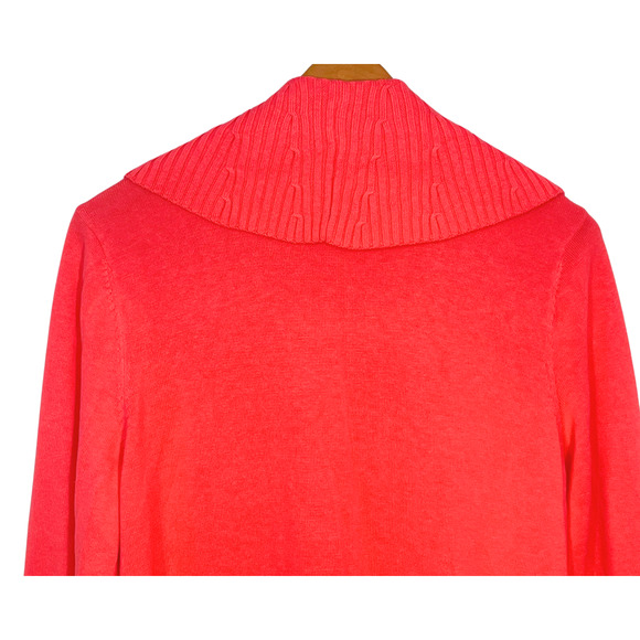 Isaac Mizrahi Live QVC Sz L Long Cardigan Duster Tropical Pink Cotton Blend Knit - Picture 8 of 10